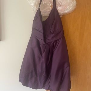 David’s Bridal Plum bridesmaid dress.